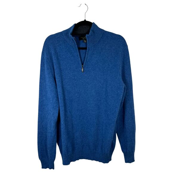 Club Room Cashmere Blue 1/4 Quarter Zip Sweater Men's Size Large - Picture 1 of 3